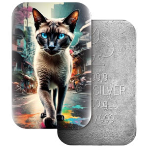 SIAMESE GATO EN BANGKOK Gatos en la ciudad Premium Cast Bar 100g Plata - Coins & More - Plata 2