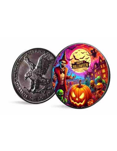 GHOSTS Happy Halloween American Eagle Moneta d'argento da 1 Oz 1$ USA 2024 - Coins & More - Usa