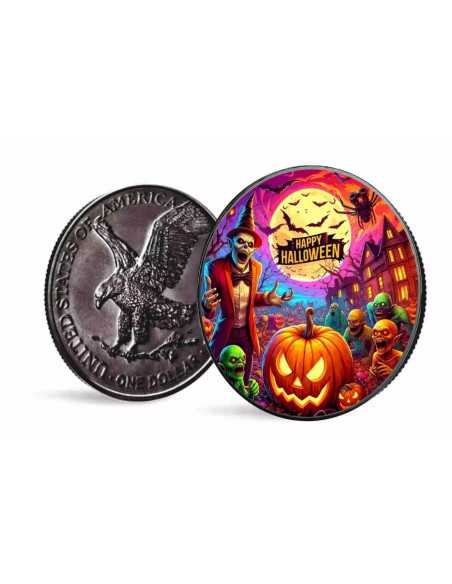 GHOSTS Happy Halloween American Eagle Moneta d'argento da 1 Oz 1$ USA 2024 - Coins & More - Usa