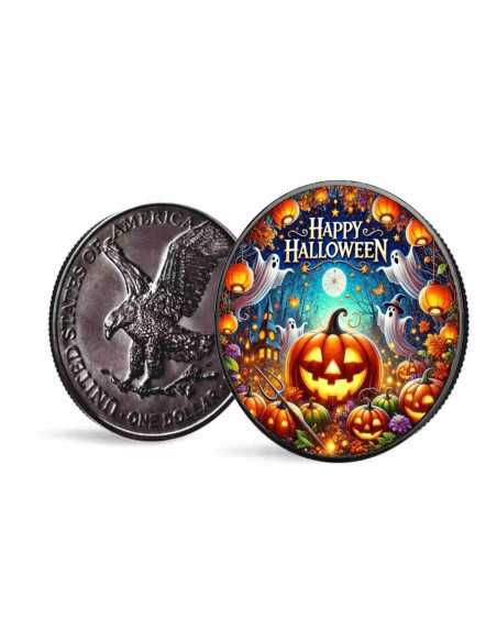 ZOMBIE Happy Halloween American Eagle 1 Oz Silver Coin 1$ USA 2024 - Coins & More - Usa