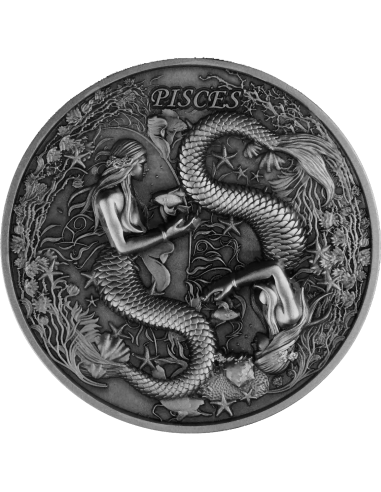PISCES Douze Signes du Zodiaque Pièce 5 Oz UV Argent 12$ Dollars Niue 2025 - Coins & More - Tchad