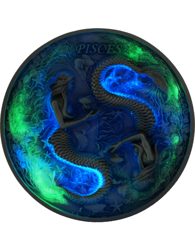 PISCES Douze Signes du Zodiaque Pièce 5 Oz UV Argent 12$ Dollars Niue 2025 - Coins & More - Tchad