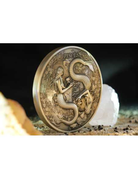 PISCES Douze Signes du Zodiaque Pièce 5 Oz UV Argent 12$ Dollars Niue 2025 - Coins & More - Tchad