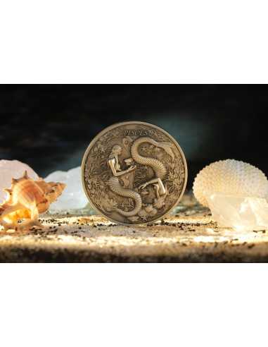 PISCES Twelve Zodiac Signs 5 Oz UV Silver Coin 12$ Dollars Niue 2025 - Coins & More - Chad