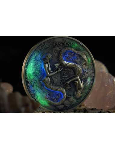 PISCES Twelve Zodiac Signs 5 Oz UV Silver Coin 12$ Dollars Niue 2025 - Coins & More - Chad