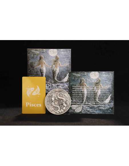 PISCES Twelve Zodiac Signs 5 Oz UV Silver Coin 12$ Dollars Niue 2025 - Coins & More - Chad