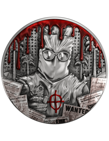 ZODIAC KILLER True Crime 2 Oz Silbermünze 10000 Francs Tschad 2025 - Coins & More - Tschad
