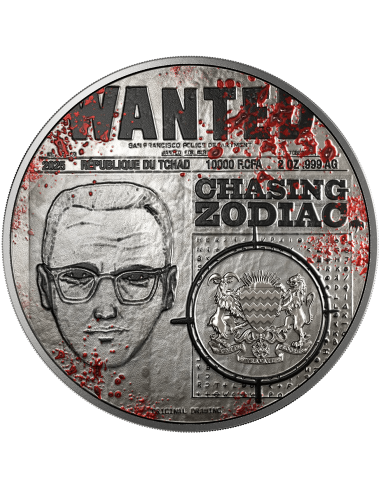 ZODIAC KILLER True Crime 2 Oz Silbermünze 10000 Francs Tschad 2025 - Coins & More - Tschad