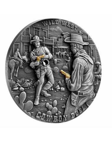 COWBOY DUEL Wild West Moneta d'argento da 2 Oz 2000 Franchi CFA Cameroun 2024 - Coins & More - Camerun