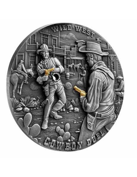 COWBOY DUEL Wild West Moneta d'argento da 2 Oz 2000 Franchi CFA Cameroun 2024 - Coins & More - Camerun