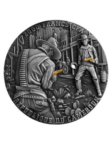 COWBOY DUEL Wild West Moneta d'argento da 2 Oz 2000 Franchi CFA Cameroun 2024 - Coins & More - Camerun