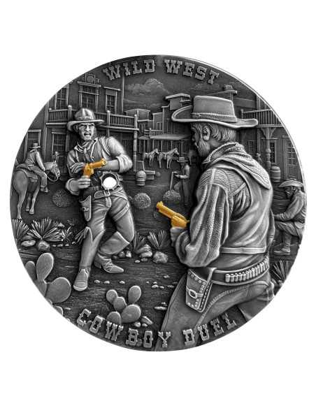 COWBOY DUEL Wild West Moneta d'argento da 2 Oz 2000 Franchi CFA Cameroun 2024 - Coins & More - Camerun