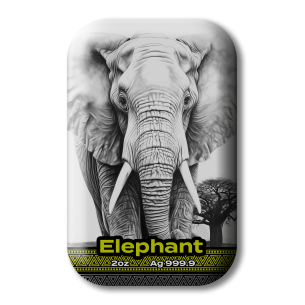 ELEPHANT The Big Five of Africa 2 Oz Silver Premium Cast Bar - Coins & More - Argent