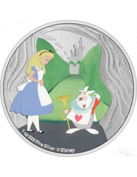 ALICE IN WONDERLAND : WHITE RABBIT 1 Oz Disney Silver Coin 2$ Dollars Niue 2021 - Coins & More - Niue