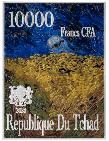 SELBSTPORTRÄT 1887 von Vincent Van Gogh Farbige 2,5 Oz Silber & 120g Kupfermünze 10000 Francs Chad 2024 - Coins & More - Tschad