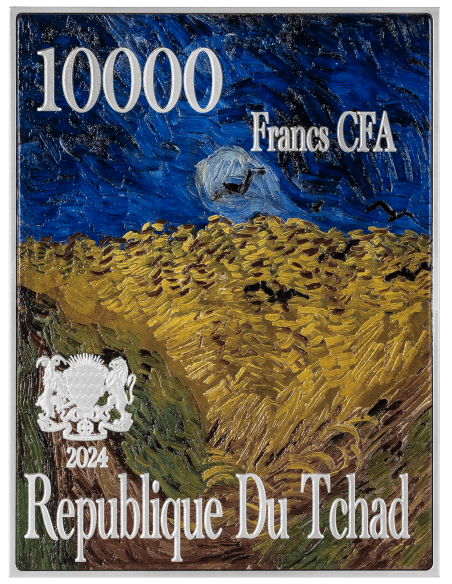 SELBSTPORTRÄT 1887 von Vincent Van Gogh Farbige 2,5 Oz Silber & 120g Kupfermünze 10000 Francs Chad 2024 - Coins & More - Tschad