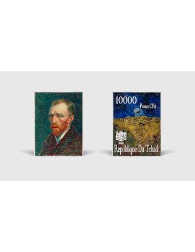 SELBSTPORTRÄT 1887 von Vincent Van Gogh Farbige 2,5 Oz Silber & 120g Kupfermünze 10000 Francs Chad 2024 - Coins & More - Tschad