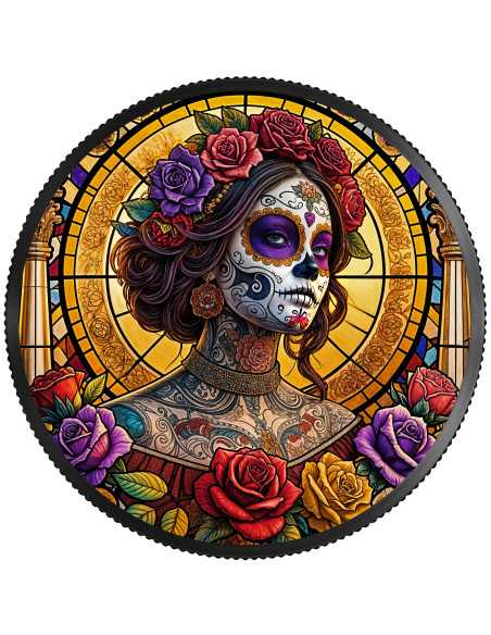 DIA DE LOS MUERTOS Buntglas Edition 1 Oz Silbermünze Mexiko 2024 - Coins & More - Mexiko