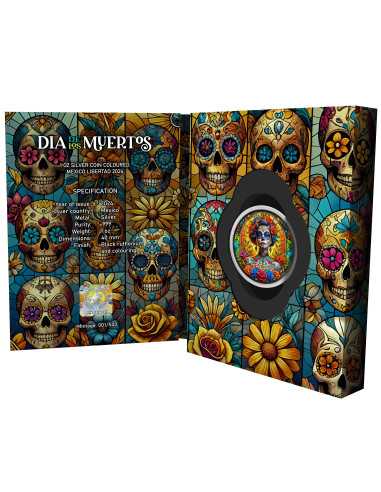 DIA DE LOS MUERTOS Buntglas Edition 1 Oz Silbermünze Mexiko 2024 - Coins & More - Mexiko