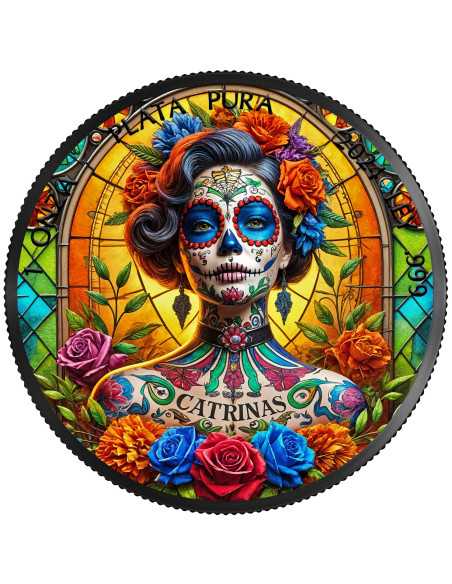 DIA DE LOS MUERTOS Stained Glass Edition 1 Oz Silver Coin Mexico 2024 - Coins & More - Mexico