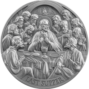 LA ÚLTIMA CENA Historias de la Biblia 2 Oz Silver Coin 2000 Francos Camerún 2024 - Coins & More - Camerún