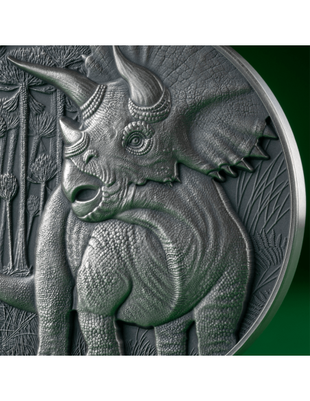 TRICERATOPS Lost World 2 Oz Silbermünze 2000 Francs Kamerun 2024 - Coins & More - Kamerun