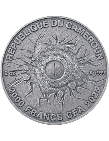 Moneta d'Argento da 2 Oz 2000 Franchi Camerun 2024 TRICERATOPS Mondo Perduto - Coins & More - Camerun
