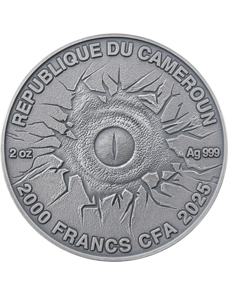 TRICERATOPS Lost World 2 Oz Moneda de Plata 2000 Francos Camerún 2024 - Coins & More - Camerún