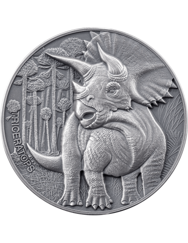 TRICERATOPS Lost World 2 Oz Silbermünze 2000 Francs Kamerun 2024 - Coins & More - Kamerun