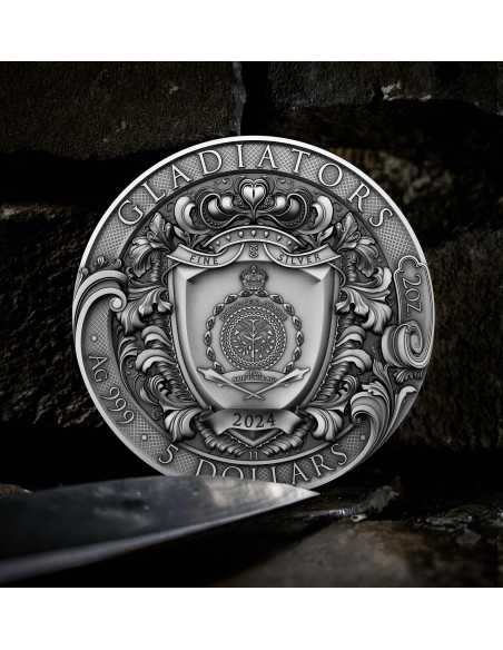 GLADIATORS Moneda de Plata de 2 Oz 5$ Niue 2024 - Coins & More - Niue