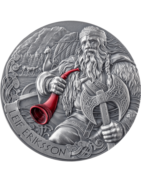 LEIF ERIKSSON Der Weg nach Walhalla 2 Oz Silbermünze 2000 Francs Kamerun 2025 - Coins & More - Kamerun