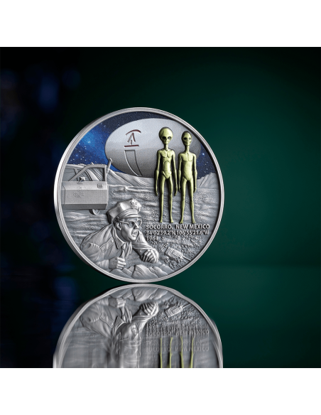 SOCORRO UFO INCIDENT Interstellar Phenomena 2 Oz Silver Coin 2000 Francs Cameroon 2025 - Coins & More - Cameroon