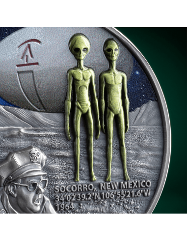 SOCORRO INCIDENTE UFO Fenomeni interstellari Moneta d'Argento da 2 Oz 2000 Franchi Camerun 2025 - Coins & More - Camerun