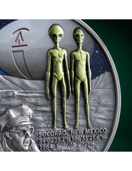SOCORRO UFO INCIDENT Interstellar Phenomena 2 Oz Silver Coin 2000 Francs Cameroon 2025 - Coins & More - Cameroon