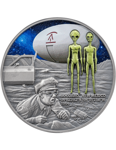 SOCORRO UFO INCIDENT Interstellar Phenomena 2 Oz Silver Coin 2000 Francs Cameroon 2025 - Coins & More - Cameroon