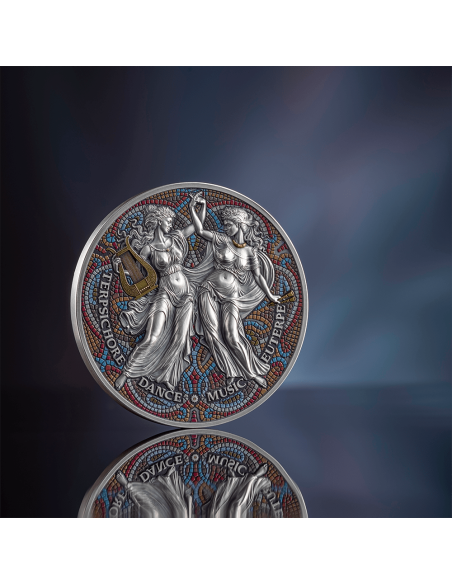 TERPSICHORE & EUTERPE Las Nueve Musas Moneda de Plata de 2 Oz 2000 Francos Camerún 2025 - Coins & More - Camerún