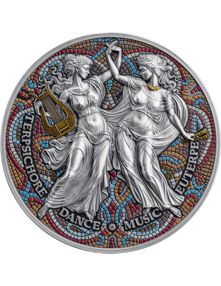 TERPSICHORE & EUTERPE Las Nueve Musas Moneda de Plata de 2 Oz 2000 Francos Camerún 2025 - Coins & More - Camerún