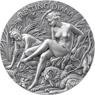 RIPOSO DIANA Bellezza Celeste Moneta d'Argento da 2 Oz 2000 Franchi Camerun 2025 - Coins & More - Camerun