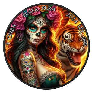 DIA DE LOS MUERTOS Day Of The Dead Sonderausgabe 1 Oz Silbermünze 1 Onza Mexiko 2024 - Coins & More - Mexiko