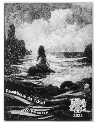A MERMAID 1900 von John William Farbige 2,5 Oz Silber & 120g Kupfermünze 10000 Francs Chad 2024 - Coins & More - Tschad