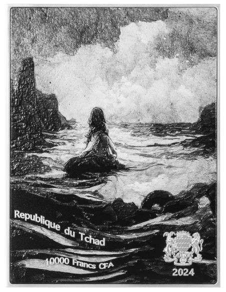 A MERMAID 1900 von John William Farbige 2,5 Oz Silber & 120g Kupfermünze 10000 Francs Chad 2024 - Coins & More - Tschad