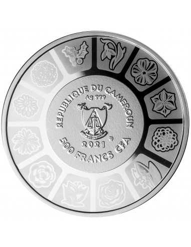 LILY Language Of Flowers Silver Coin 500 Francs Cameroon 2021