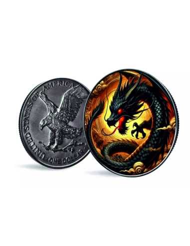 DRAGON OF DARKNESS American Eagle 1 Oz Silbermünze 1$ USA 2024 - Coins & More - Usa