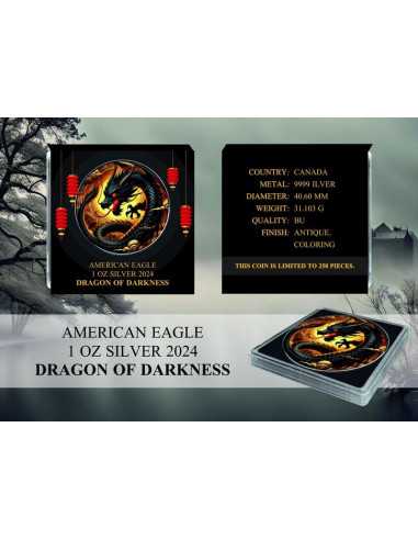 DRAGON OF DARKNESS American Eagle 1 Oz Silbermünze 1$ USA 2024 - Coins & More - Usa