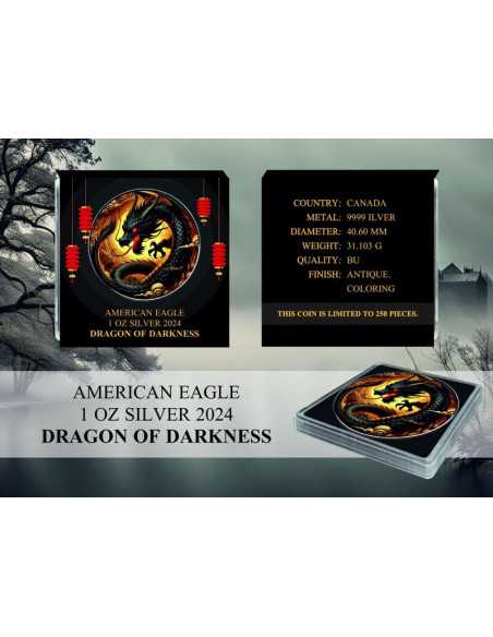 DRAGON OF DARKNESS American Eagle 1 Oz Silbermünze 1$ USA 2024 - Coins & More - Usa