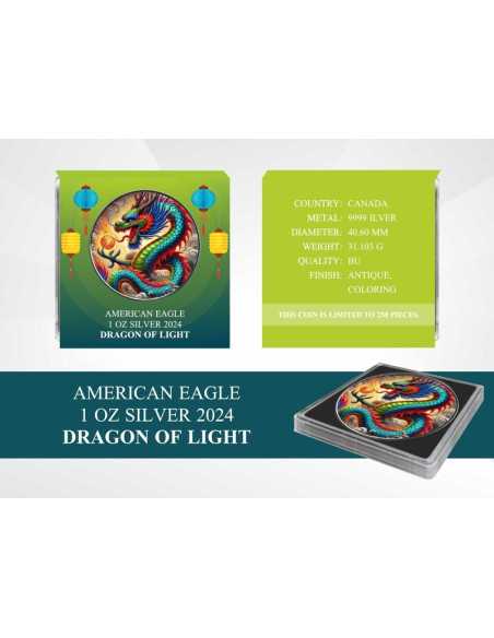 DRAGÓN DE LA LUZ American Eagle 1 Oz Silver Coin 1$ USA 2024 - Coins & More - Usa