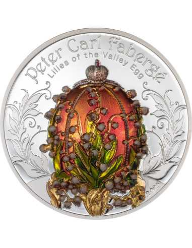 LILIES OF THE VALLEY EGG Moneta d'argento Fabergé da 2 once 1000 Togrog Mongolia 2025 - Coins & More - Mongolia