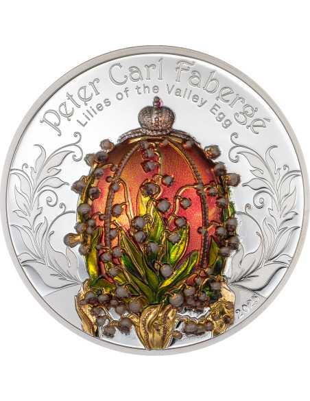 LILIES OF THE VALLEY EGG Moneta d'argento Fabergé da 2 once 1000 Togrog Mongolia 2025 - Coins & More - Mongolia