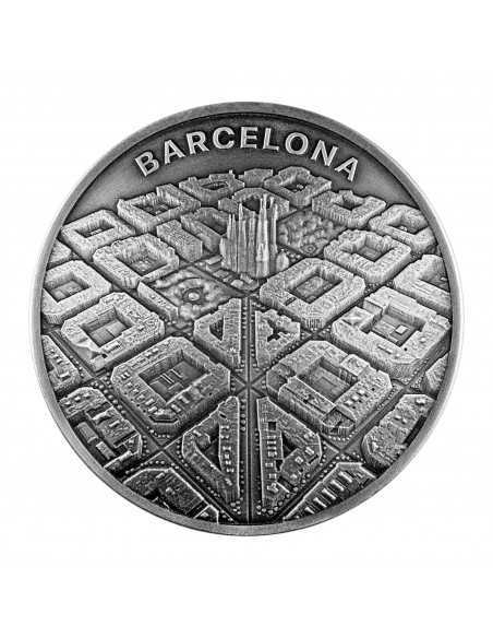 BARCELONA Labyrinth From Drone Eye View 2 Oz Silver Coin 2000 Francs Cameroon 2021 - Coins & More - Kamerun