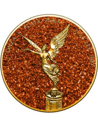 IMPERIAL ORANGE TOPAZE Piedras Preciosas Libertad 1 Oz Moneda de Plata México 2024 - Coins & More - Mexico